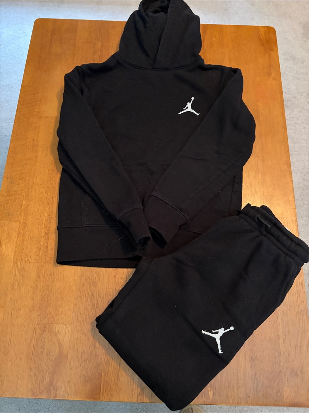 Jordan Kids Black Sweatpants & Hoodie Set with White Jumpman